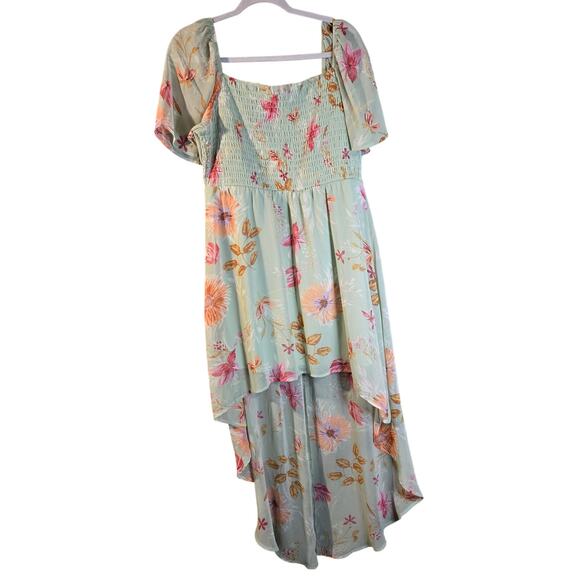 Lily Rose XXL Mint Green Floral Smocked High Low Dress [0453] - Picture 1 of 8